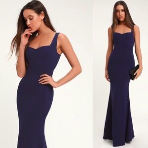 NWT Lulus Dress Blue Mermaid Long Maxi Sweetest Thing Prom Hoco Bridesmaid Sz S